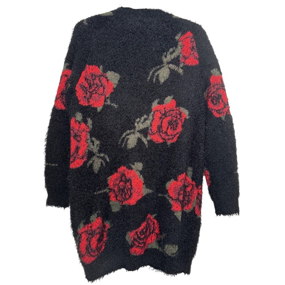 Fuzzy Rose long cardigan Sweater XL - Picture 3 of 3